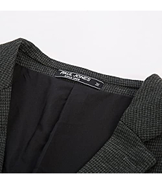 Men's Houndstooth Grid Knit Blazer Jacket 2 Button Casual Knit Sport Coat Grey S
