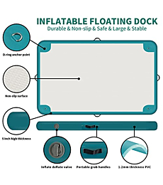 AZXRHWYGS Inflatable Dock, 10x6 ft Inflatable Floating Dock Platform for Lake Floating Island Rafts with None-Slip Surface, Air Pump, Carry Bag for Lake Ocean
