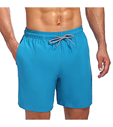 Biwisy Men's Swim Shorts Quick Dry Mesh Lining Swimwear Bathing Suits with Pockets