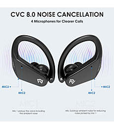 PALOVUE Wireless Earbuds Bluetooth 5.2 Headphones CVC8.0 Noise Cancelling Earbuds for Sport Sweatproof Wireless Earphones, 4 Mic for Clearer Call, Deep Bass Stereo in-Ear Headphones, Fast Pair
