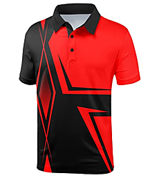 ZITY Golf Polo Shirts for Men Short Sleeve Athletic Tennis T-Shirt 048-Red M