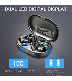 Wireless Earbud, Sport Bluetooth 5.1 Headphones with Earhooks Wireless Earphones in-Ear with Immersive Sound, Bluetooth Earbud IP7 Waterproof, Noise Cancelling, Dual LED Display, 48H Playtime, Running