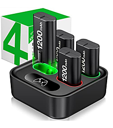 Charger for Xbox One Controller Battery Pack with 4 x 1200mAh USB Rechargeable Xbox One Battery Charger Station for Xbox Series X|S, Xbox One S/One X/One Elite Controllers-Accessories Kit for Xbox One