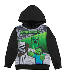 Minecraft Boys 2 Piece Fleece Pants Sets, Minecraft Pullover Hoodie and Jogger Set for Boys (Black, Size 4)