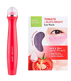 Baby Bright Eye Roller Serum, Anti-wrinkle, Anti Bags, Reduces Dark Circles Puffiness and Bags 15milliliter (0.50 fl.oz.) (Singto-Tomato & Gluta) (0.50 fl.oz.) (Red Roller & Mask)