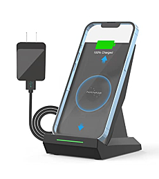 NANAMI Fast Wireless Charger - Smart Auto-Aiming Qi-Certified Wireless Charging Stand with 18W QC3.0 Adapter USB Phone Charger for iPhone 13/12/XS/8, Compatible Samsung Galaxy S22/S21/S20/S10/Note 20