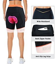 NORTHHILL Women's Padded 4D Bike Shorts Biking Riding Bicycle Cycle Gel High Waisted Pockets Shorts with Padding ORANGE XL