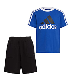 adidas Boys' Toddler 2 Piece French Terry Short Set, Team Royal Blue, 2T