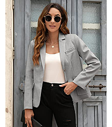 BZB Women's Casual Blazers Long Sleeve Lapel Open Front Work Office Bussiness Warm Blazer Jackets Grey