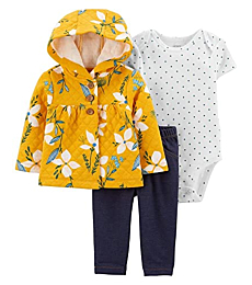 Carter's Baby Girls' Cardigan Sets (Quilted Yellow Floral, 18 Months)