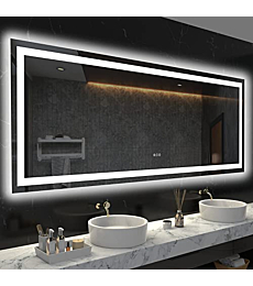LOAAO 28X36 LED Bathroom Mirror with Lights, Anti-Fog, Dimmable, Backlit + Front Lit, Lighted Bathroom Vanity Mirror for Wall, Memory Function, Tempered Glass, Safe to Use, ETL Listed
