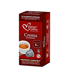 Italian Coffee Aluminum pods compatible with Nespresso original machines, Italian Expresso capsules (Crema, 100 pods, Aluminum pods)