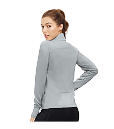 Women's Full Zip Active Athletic Jackets,Comfortable Lightweight Performace Running Track Jacket Yoga Workout Jacket GRAY-XL