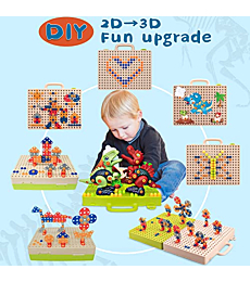 Kids Toys - Dinosaur Toys for Kids 3-5 5-7 STEM Building Toys for Kids Ages 4-8 Construction Toys with Electric Drill - 262pcs Building Blocks & Take Apart Dinosaur Toys - Gift Toys for Boys & Girls