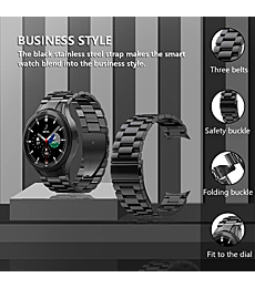 Samsung Galaxy Watch 4 Bands 40mm 42mm 44mm 46mm, No Gap, Solid Stainless Steel Strap Metal Business Band Strap for Galaxy Watch 4