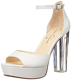Jessica Simpson Women's Pisila Platform Sandal Heeled, Bright White, 8