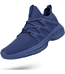 Pujcs Running Shoes for Men Tenis para Hombres Shoes Workout Sports Fitness Walking Jogging Teens Jogger Lightweight Exercise Man Gym Athletic Tennis Sneakers Blue Size 8.5