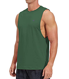 EZRUN Men's Tank Tops Swim Beach Sleeveless Shirt Quick Dry Gym Workout Stringer Muscle Tank Top Big and Tall Green