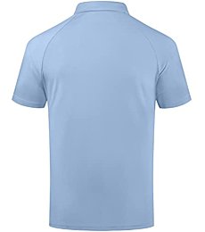 KUYIGO Mens Activewear Polos Cool Sweat Wicking Short Sleeve Outdoor Recreation Sports Golf Tennis T-Shirt Sky Blue