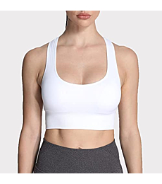 Aoxjox Women's Sports Bras Workout Revolt Racer Seamless Athletic Running Yoga Crop Tops (White, Small)