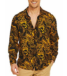 COOFANDY Men's Casual Floral Shirt Paisley Printed Long Sleeve Button Down Shirt