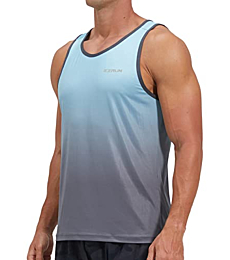 EZRUN Men's Quick Dry Workout Tank Top for Bodybuilding Gym Athletic Jogging Running,Fitness Training Swim Sleeveless Shirts(BlueGradient,s)