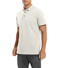 NITAGUT Mens Polo Shirts Short Sleeve Summer Shirts Casual Fashion Jersey Cotton Polo Shirts for Men,White,XL