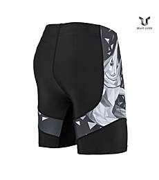 HUGE SPORTS Men's Rash Guard Swim Shorts Compression Swimming Jammer Cool Dry Active Swimsuit Workout Shorts Sports Tights (Swordfish, L)