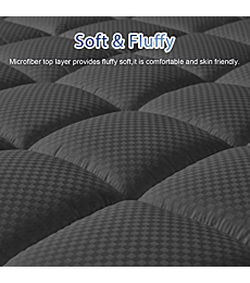 MATBEBY Bedding Quilted Fitted Twin Mattress Pad Cooling Breathable Fluffy Soft Mattress Pad Stretches up to 21 Inch Deep, Twin Size, Dark Grey, Mattress Topper Mattress Protector