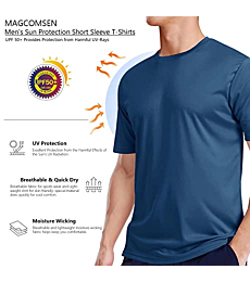 Mens Short Sleeve T Shirts UPF 50+ Shirt Sun Protection T-Shirts Rash Guards Gym Workout Quick Dry T-Shirt Top Sportswear Blue Grey