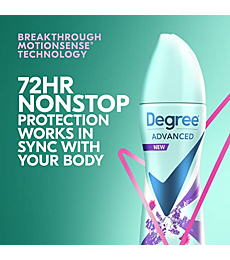Degree Antiperspirant Deodorant Dry Spray 72-Hour Sweat and Odor Protection Lavender and Waterlily Deodorant Spray For Women With MotionSense Technology 3.8 oz 3 Count