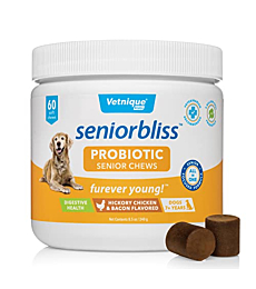 Seniorbliss Aging Dog (7+) Senior Dog Vitamins and Supplements, Supports Heart, Allergy, Arthritis, Skin and Coat - furever Young (Allergy Chew, 60ct)
