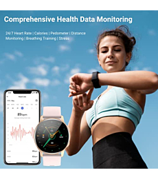 HOAIYO AMOLED Smartwatch, 1.3" HD Screen Activity Tracker for Fitness and Health with 14 Sports Modes, 3 ATM Waterproof, Monitor SpO2, Heart Rate, Sleep, Stress for Men and Women for Android iOS