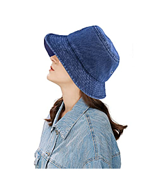 MYZOPER 100% Cotton Bucket Cap Hat Can Washed Fishing Summer Travel Short Brim (Navy Blue)