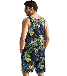 COOFANDY Men's Two Piece Outfits Sets Summer Tropical Floral Tank Tops Beach Sets