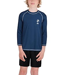 iXtreme Boys' Rash Guard - UPF 50+ Long Sleeve Quick Dry Sand and Sun Protection Swim Shirt (2T-20), Size 4T, Navy