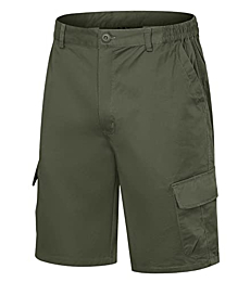 TACVASEN Men's Cotton Flat Shorts Classic-Fit Golf Shorts Casual Cargo Shorts with 7 Pockets