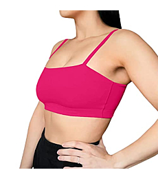 Aoxjox Women's Workout Bandeau Sports Bras Taining Fitness Running Yoga Crop Tank Top (Rose Red, X-Small)