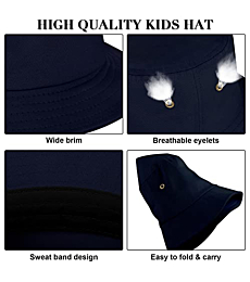 Poroka 4 Pack Kids Bucket Hat Kids Solid Color Sun Hat Cotton Unisex Beach Fisherman Cap for Boys Girls
