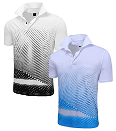 IGEEKWELL 2 Packs Polo Shirts for Men Short Sleeve Golf Tennis T-Shirt Moisture Wicking Printed Shirts