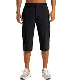 TACVASEN Men's Quick Dry Hiking Cargo Shorts 3/4 Training Capri Pants with Multi Pockets