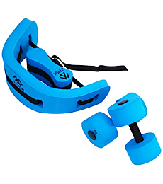 Elevon Complete Swim Training Set Including Water Dumbbell Weights, Floating Belt and Pull Buoy Leg Float, Blue