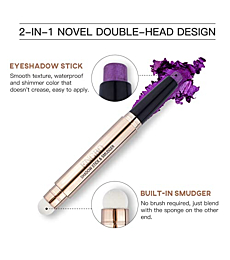 LSxia Cream Eye-Shadow Stick Makeup Cosmetics Eye Brightener Stick, Waterproof Cream Eye Shadow Pencil Crayon for Eyes, Glitter Shimmer Eyeshadow Stick with Soft Brush (08# Violet Shimmer)