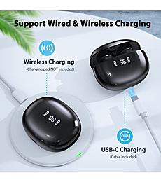 CAPOXO Wireless Earbuds Bluetooth Headphones 40Hrs Playtime with Wireless Charging Case&Dual LED Power Display, IPX7 Waterproof Earphones, TWS in Ear Stereo Headset Built-in Mic for iPhone/Android