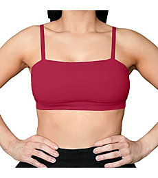 Aoxjox Women's Workout Bandeau Sports Bras Taining Fitness Running Yoga Crop Tank Top (Rumba Red, X-Small)