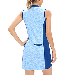 Oharmart Women's Tennis Golf Dress - Moisture Wicking V Neck Sleeveless Camo Print Dresses with Inner Shorts, for Yoga