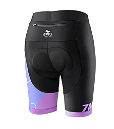 Zacro Women's Cycling Bike Shorts - 4D Padded Bike Shorts Women with Pockets Purple