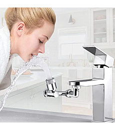 FIRMER Faucet Extender, 1080 Degree Swivel Faucet Aerator, Large-Angle Rotating Splash Filter Faucet, Bathroom Sink Sprayer Attachment, for Eye, and Gargle Portable Washing