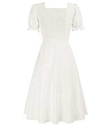Belle Poque 1950s Vintage Dresses for Women Sleeveless White Flowy Dress with Sleeves, XL