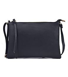 Jiaruo Slim Lightweight PU Leather Small Women Crossbody bag Purses Envelope Messenger bag Handbag (Black 2)